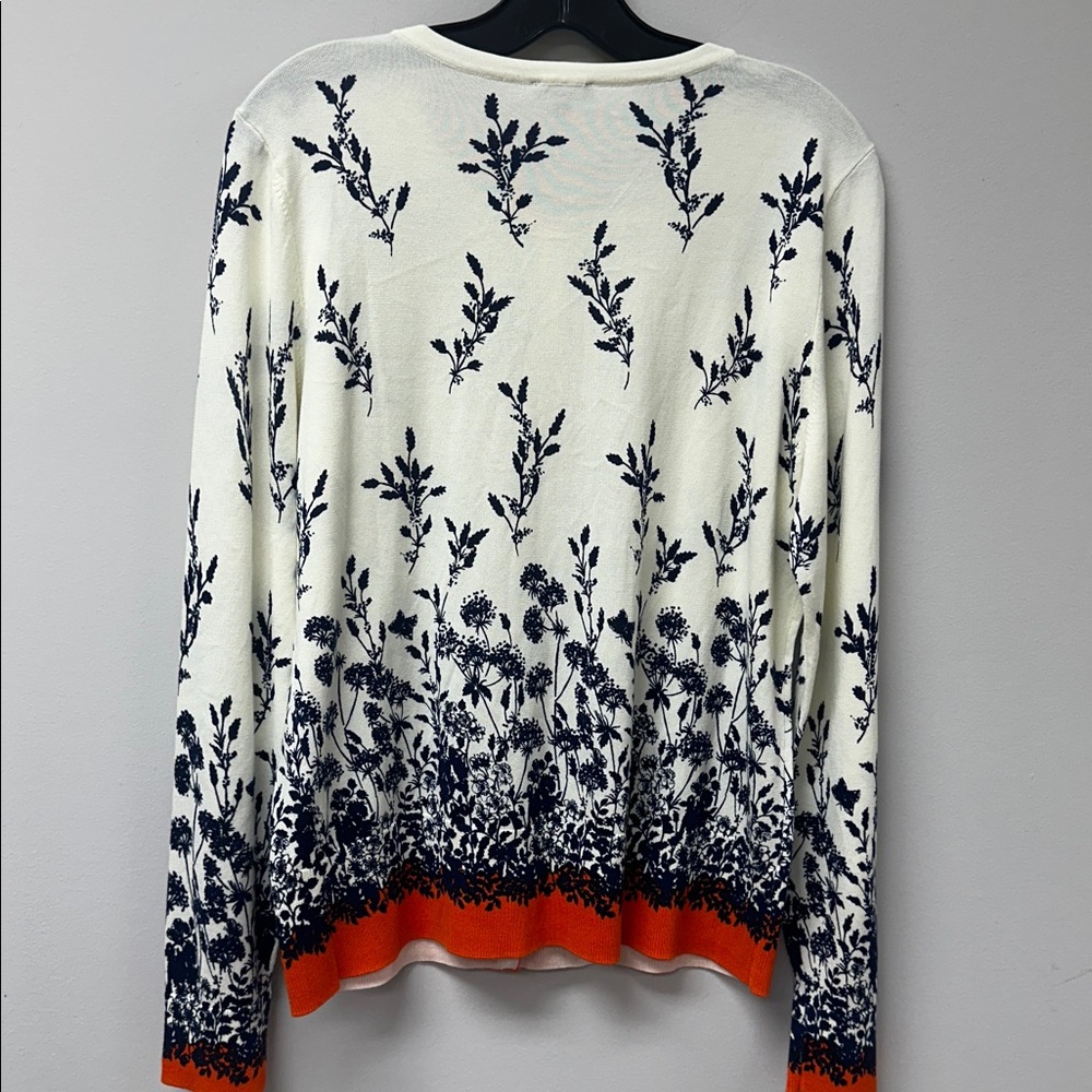 NWT Talbots cream blue floral button front cardigan Large - Picture 3 of 3